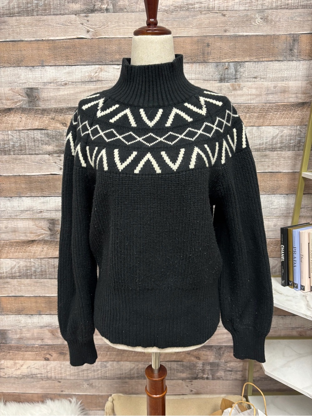 Varley Black Isle Yoke Mock Neck Knit Sweater